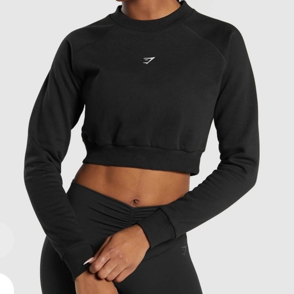 Gymshark Tops - Gymshark Black Cropped Sweatshirt size small